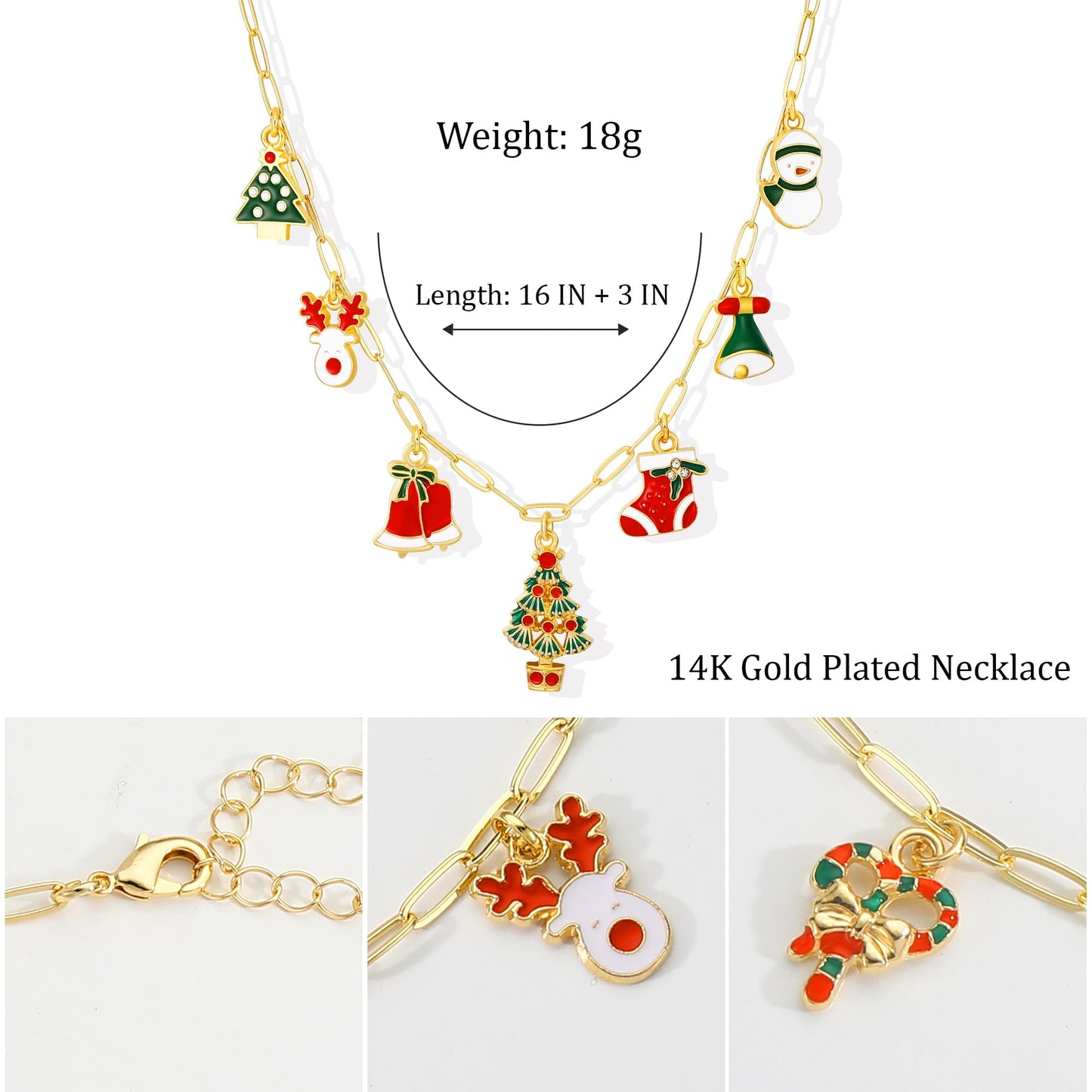 Lydow Christmas Necklaces Jewelry Gifts for Women, Charm Christmas Tree Snowflake Accessories Snowman Jingle Bell Reindeer Winter Xmas Party Holiday