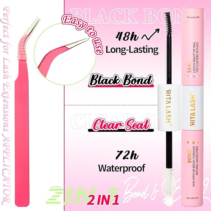 RITALASH Lash Extension Kit 10D+20D+30D+40D DIY Lash Clusters 640pcs Cluster Lashes Individual Lashes Eyelash Extension Kit with Lash Bond and Seal,Lash Tweezers(10D+20D+30D+40D Kit,10-16mm)