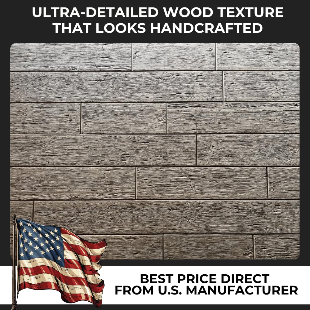 6" Wood Concrete Stamp Mats Set of 4 – Made in USA – Decorative Concrete Stamps with Wood Grain Texture – Create Realistic Patterns for Driveways and Patios – Durable Polyurethane 5500/S-4