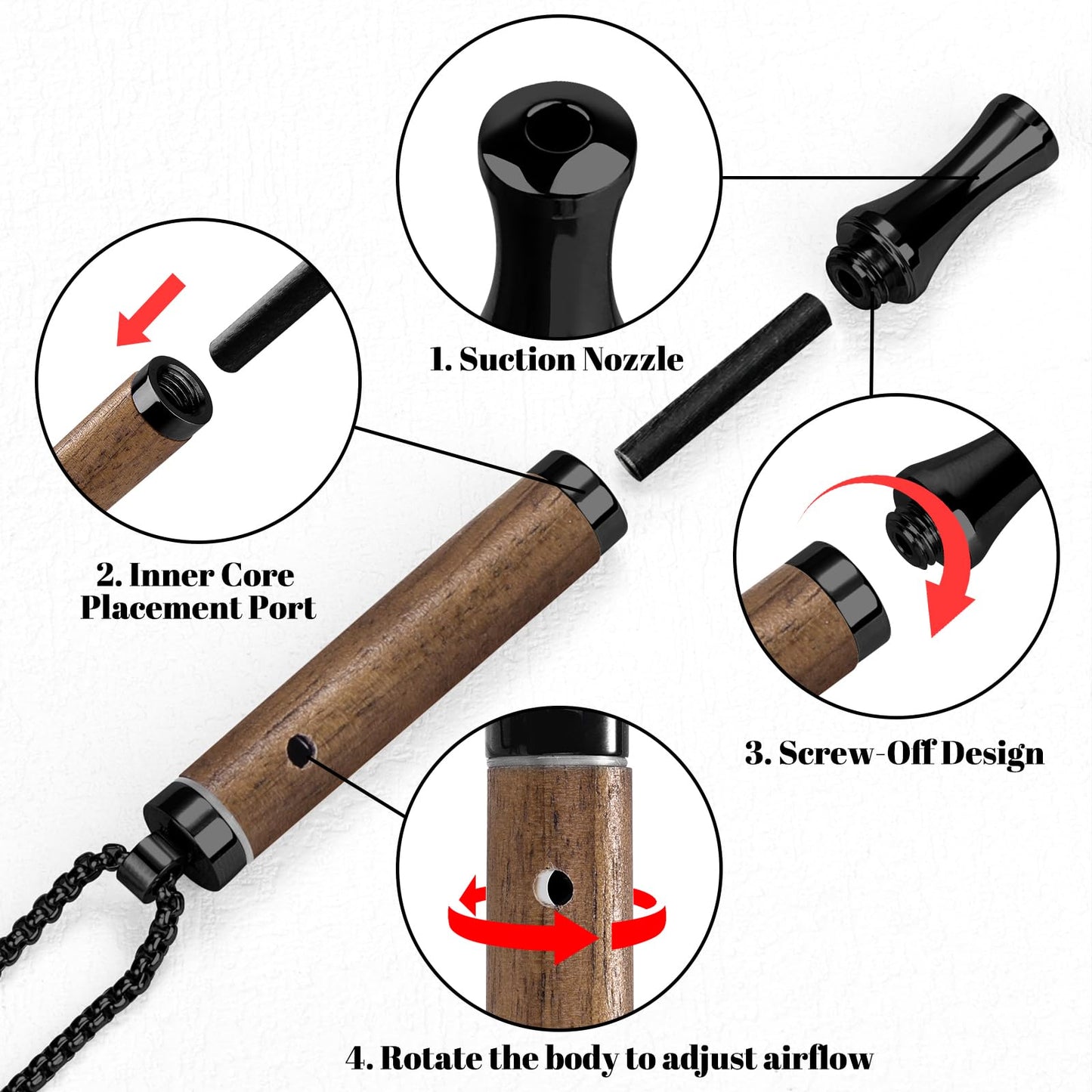 ASTOFLI Adult Quit Smoking Breathing Necklace: Adjustable Air Inhaler Stop Smoking Aids Fidget for Stress Anxiety Relief Smokless Inhaler - Air Outlet Breathing Necklace to Quit Smoking and Vape