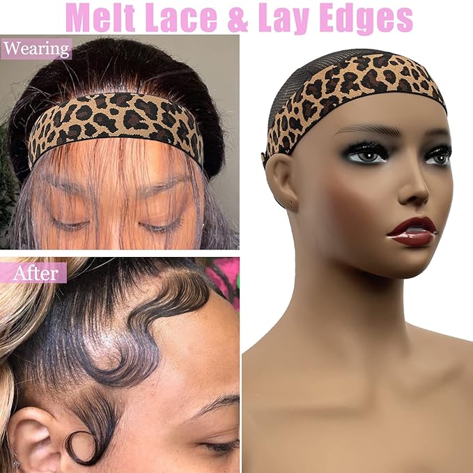 Elastic Bands For Wig Band For Edges 2 Pcs Lace Melting Band For Wigs Elastic Band For Lace Frontal Melt Adjustable Magic Buckle Edge Wrap To Lay Edges Keeping Wig Grip Wig Accessories