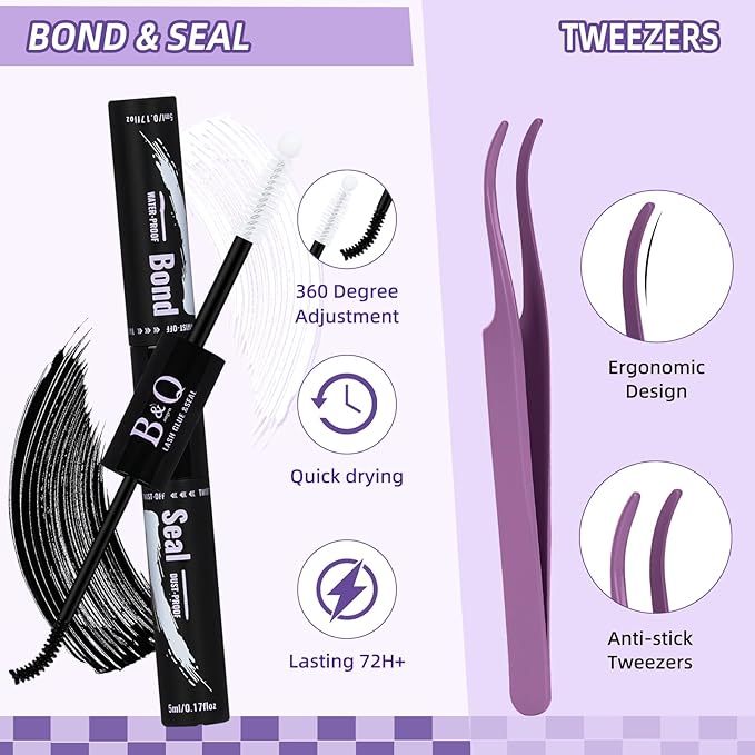 B&Q Manga Lash Clusters Kit Anime Lashes 8-18mm Mixed 120pcs Eyelash Extension Kit Thick Curly Manga Style Feature Spike Eyelash Clusters Perfect Choice for Beginners at Home(KIT-Anime 04)