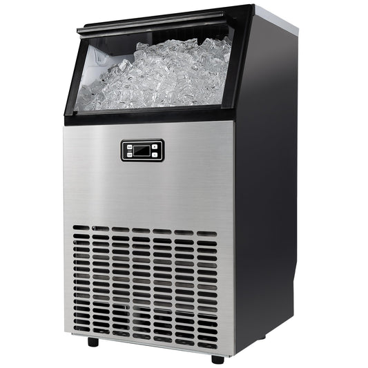 EUHOMY Commercial Ice Maker Machine - 95lbs Daily Production, 33lbs Ice Storage, Stainless Steel Freestanding & Under Counter Ice Maker, Ideal Ice Maker for Home/Bar/Restaurant/Outdoor Activities