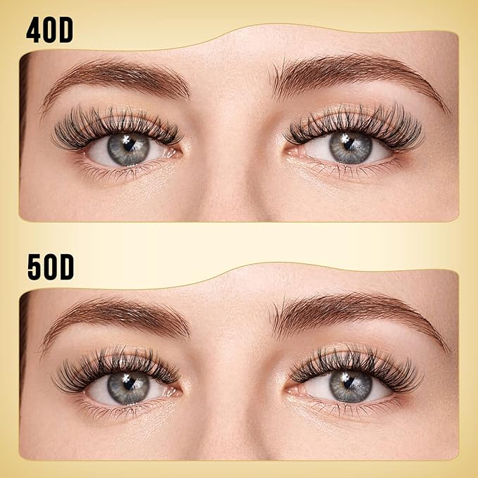 QUEWEL Lash Clusters 320Pcs Cluster Lashes 40D+50D D Curl Lash Clusters Mix12-18mm Individual Eyelashes Clusters Wispy DIY Eyelash Extension Thin Band Soft to Use at Home (40D+50D D Mix12-18)