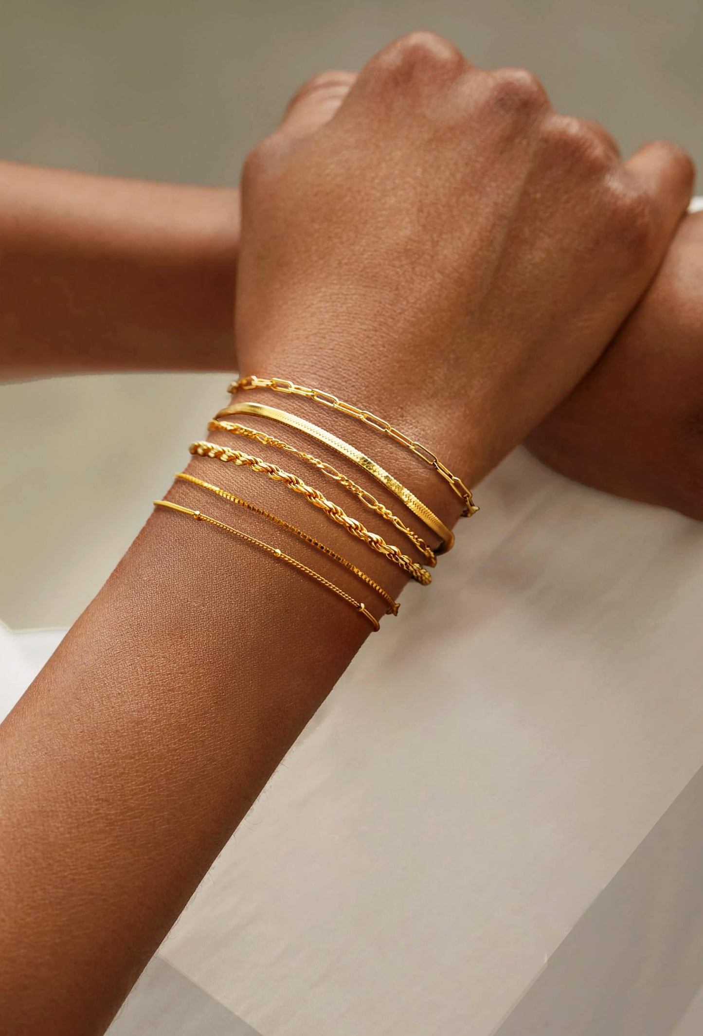 DEARMAY 14K Gold Plated Bracelets for Women Jewelry Sets for Women Trendy Dainty Stackable Paperclip Rope Snake Box Figaro Chain Bracelets Pack Costume Fashion