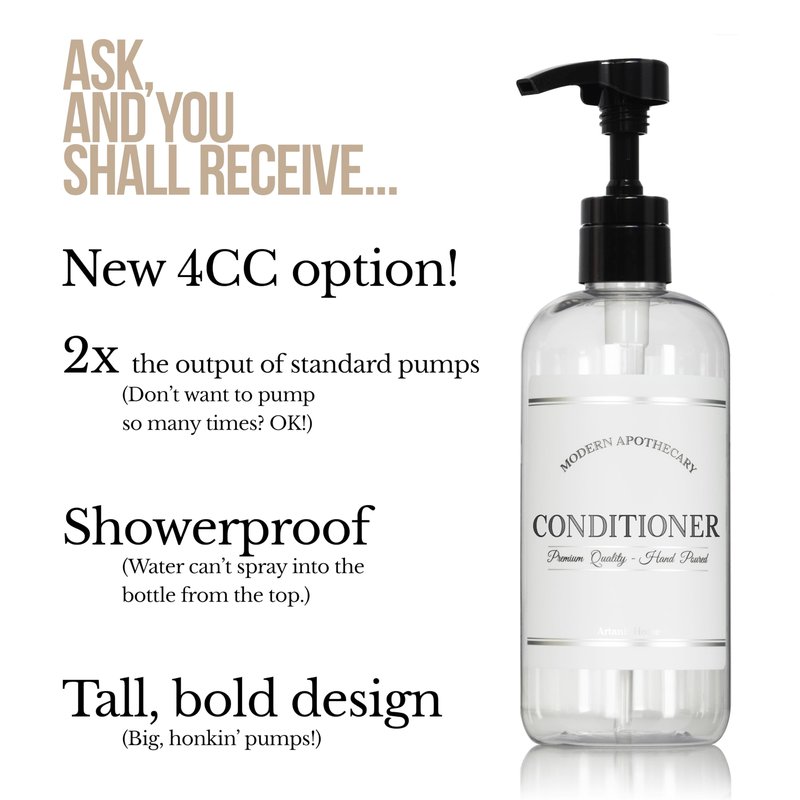Clear Refillable Shampoo and Conditioner Bottles - Body Wash, Shampoo and Conditioner Dispenser - PET Plastic Shampoo Bottles Refillable with Pump - Waterproof Labels - 16 oz, 3 Pack (White Plastic)