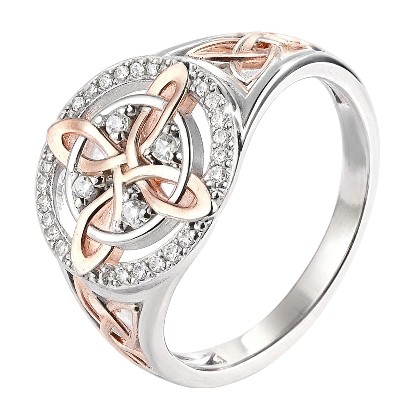 diyebof Women‘s Rings Copper Geometric Band Rings With Two Tone Zircon Accents Designed For Professional And Social Event In Sizes 6 To 10 (10)