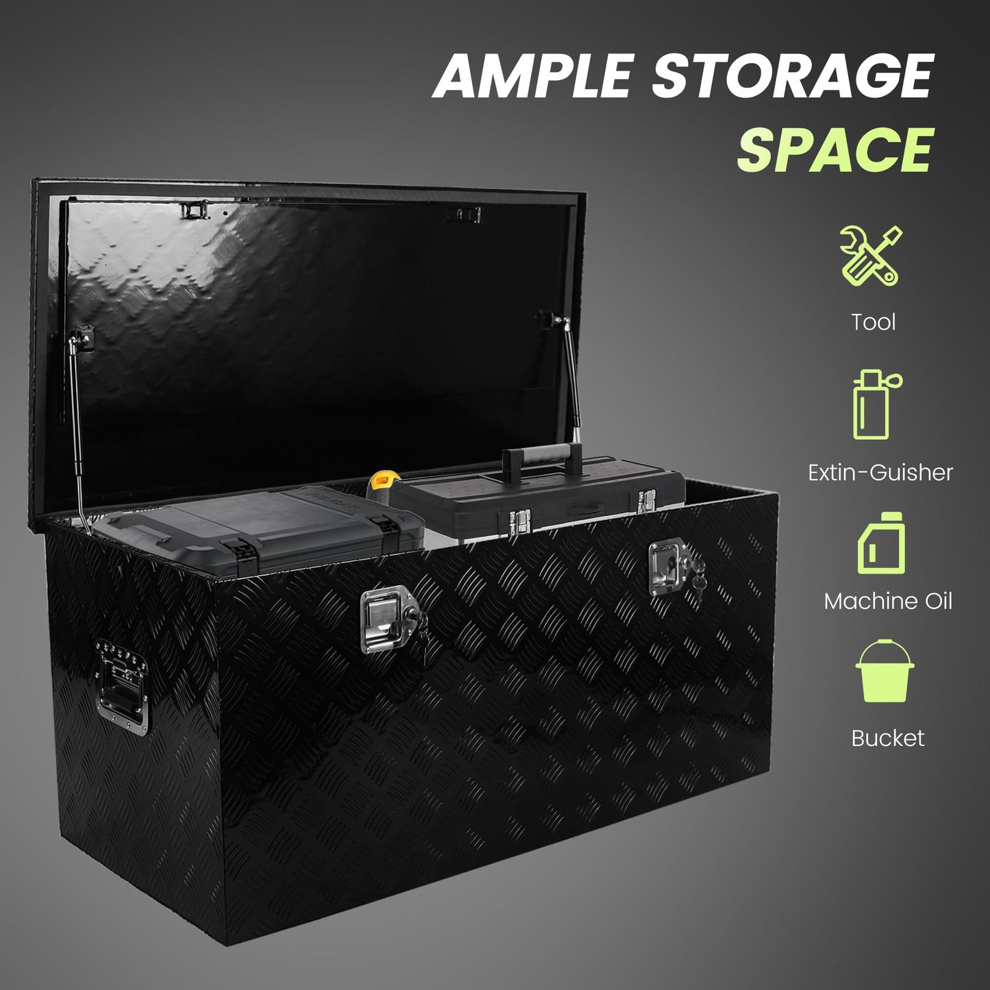 PRUNkuar 48 Inch Truck Tool Box Aluminum Heavy Duty Trailer Tool Box, Waterproof for Pick Up Truck Bed, RV Trailer with Keys 48"x 19.5"x 17.5" Black