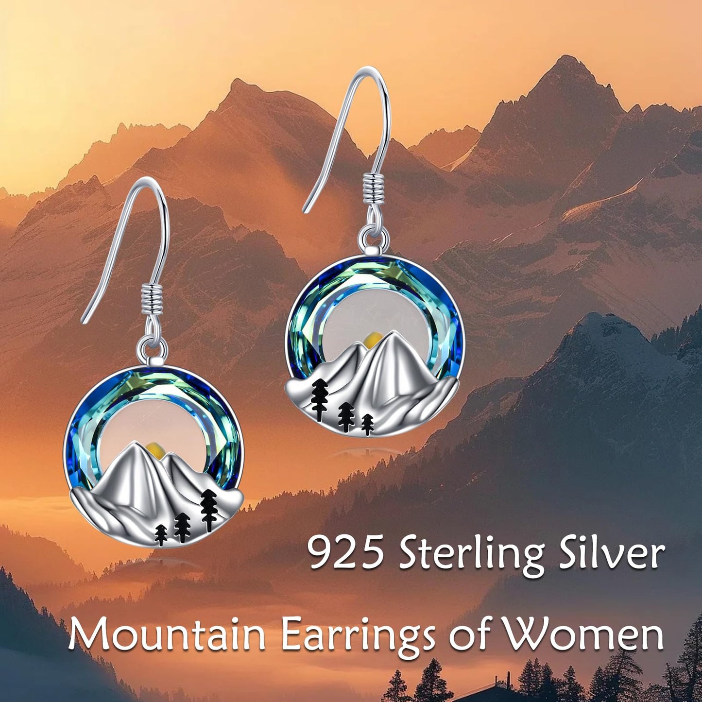 AOBOCO Mustard Seed Earrings for Women Sterling Silver Crystal Mountain Dangle Earrings Christian Jewelry Mothers Day Birthday Gifts for Mom (Crystal Mountain Hooks)
