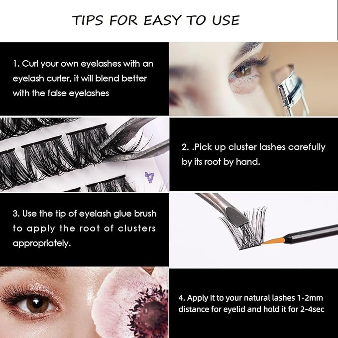 Lash Clusters 144 Pcs Individual Lashes Clusters Eyelash Extensions False Eyelashes DIY Lash Extension Reusable False Eyelashes Natural Look Mix 10-16mm-DM06
