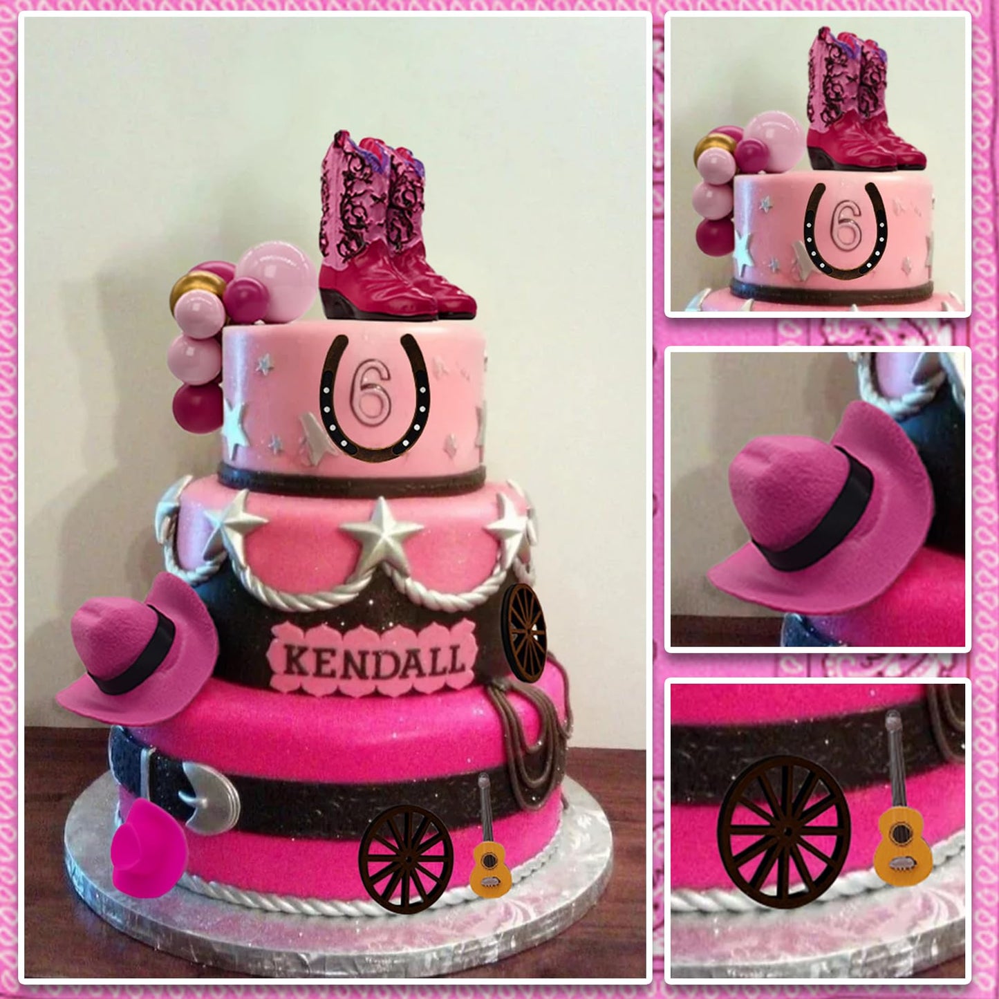BiBo Cowgirl Cake Topper First Rodeo Birthday Cupcake Decorations Girl Mini Pink Cowgirl Hat and Boot for Western Disco Baby Shower Vaquero Themed Party Favors Supplies