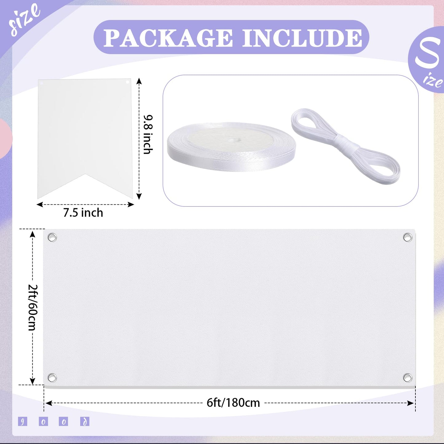 21 Pcs Large Blank Sublimation Banners Oxford Burlap Cloth Banner 20 Pcs DIY Flags with Hanging Ropes For Birthday Wedding Party Decoration Indoor Outdoor((White Oxford cloth)