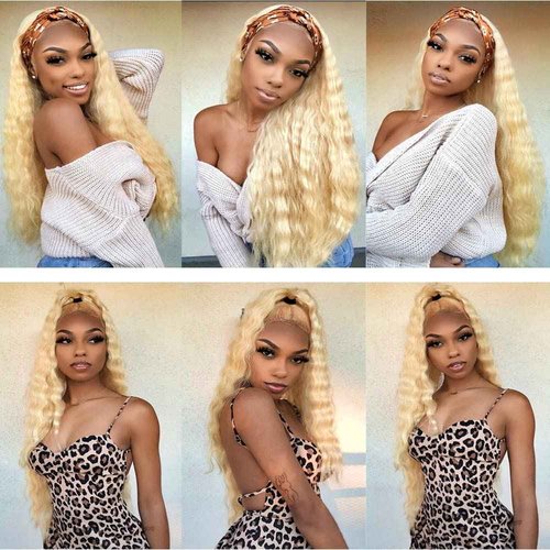 Giginger Brazilian Human Hair Bundles 24 26 28 Inch Blonde 613 Color Deep Wave Bundles Human Hair Unprocessed Virgin Quick Weave Hair for Black Women
