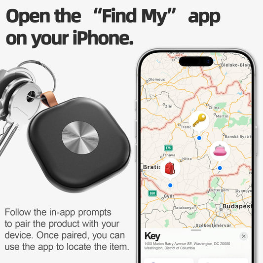 Air Tracker Tags, Key Finder Works with Find My App (iOS Only), Bluetooth Tracker for Keys, Luggage, Suitcases, Key Finder Locator with Sound, Worldwide Tracking Tags, Replaceable Battery-2 Pack