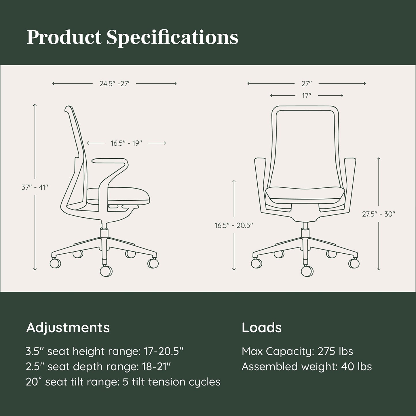 Branch Verve Chair - High Performance Executive Office Chair with Contoured Back and Adjustable Lumbar Support - High Density Foam Cushion and 3D Knit Back - Fits 5' to 6', Up to 275 lbs, Galaxy