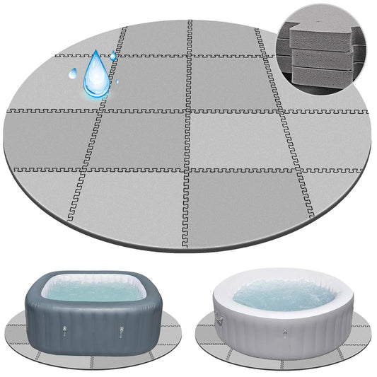 78 Inch Round Hot Tub Mat - Extra-Thick Interlocking Hot Tub Protective Pad Spa Pool Foam Insulation Mat Ground Base Flooring Protector for Portable Inflatable Hot Tub Accessories Outdoor Indoor