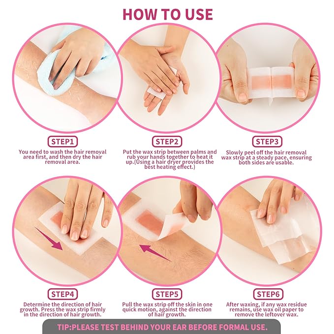 60 PCS Wax Strips - 40 Facial & 20 Body Waxing Kit for Women’ s Hair Removal,Wax Strips for Face,Eyebrow,Body, Arms, Legs, Chest, Back, Bikini/Brazilian Waxing Strips & 4Calming Oil Wipes