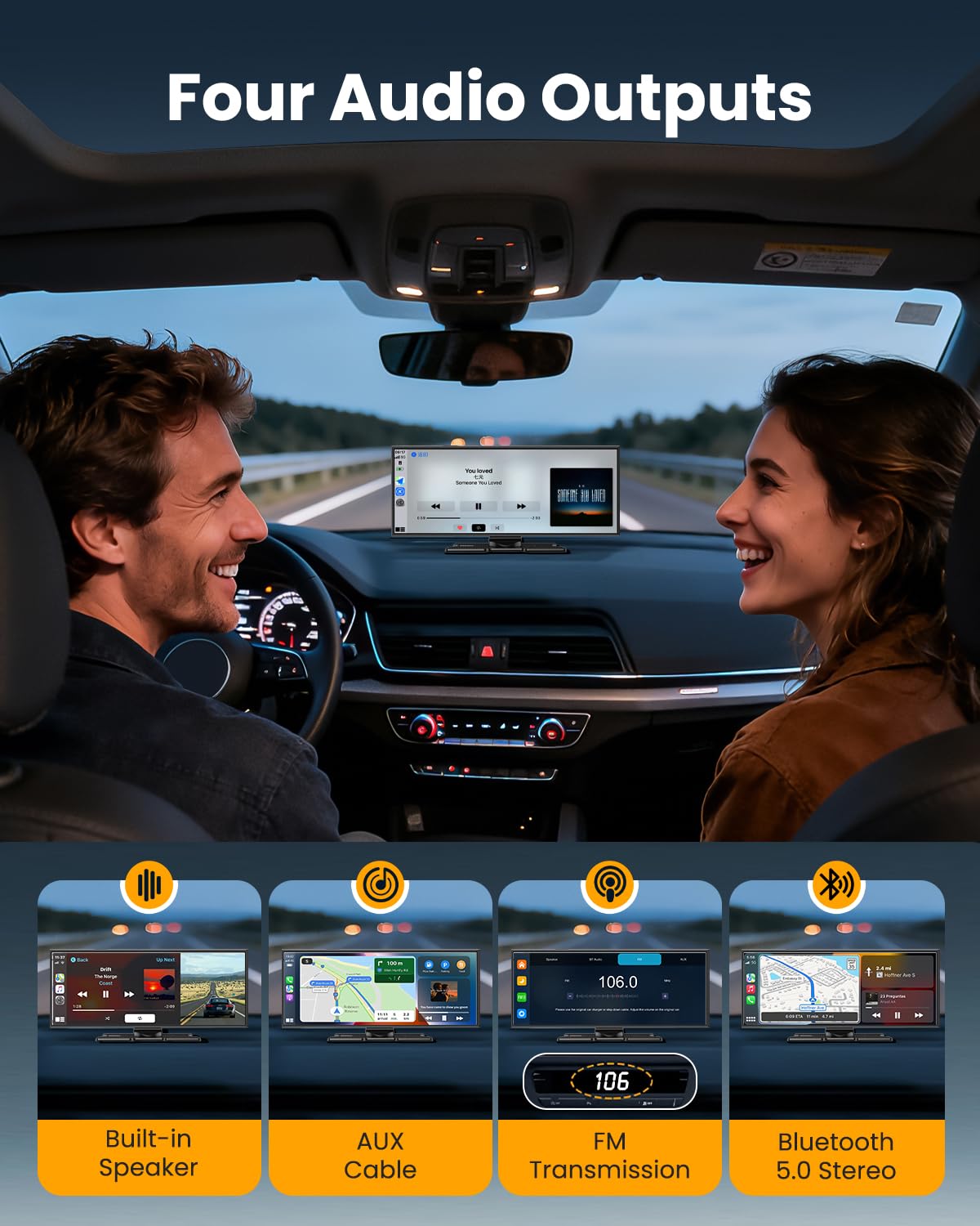 Largest 11.5"Wireless Apple CarPlay Screen for Car–Portable Carplay & Android Auto Touchscreen Car Stereo with App Control, 4K Dash Cam, Backup Camera, GPS, Mirror Link, Voice Control,for All Vehicles