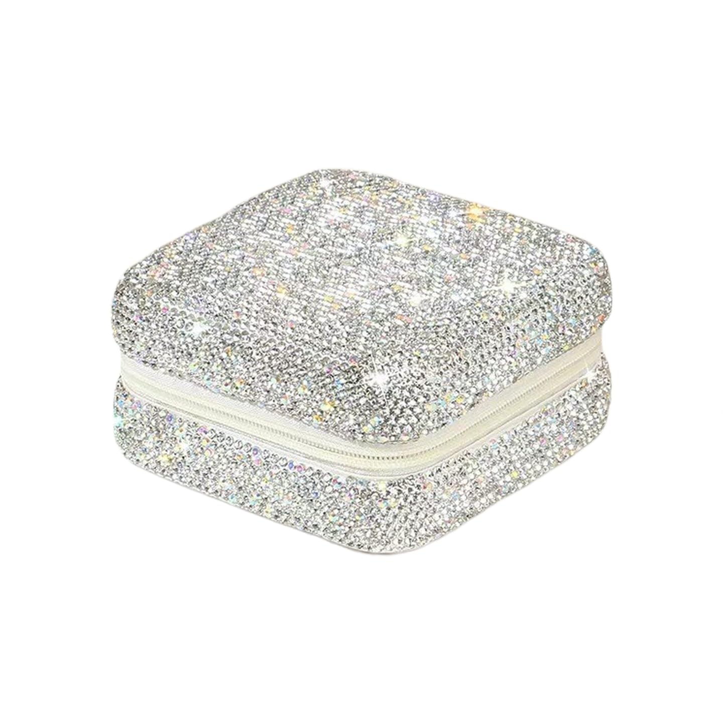 Lagnlnaoy Luxury Crystal Rhinestone Travel Jewelry Box, Portable Ring Earring Organizer Case, gifts for mom sister Gifts