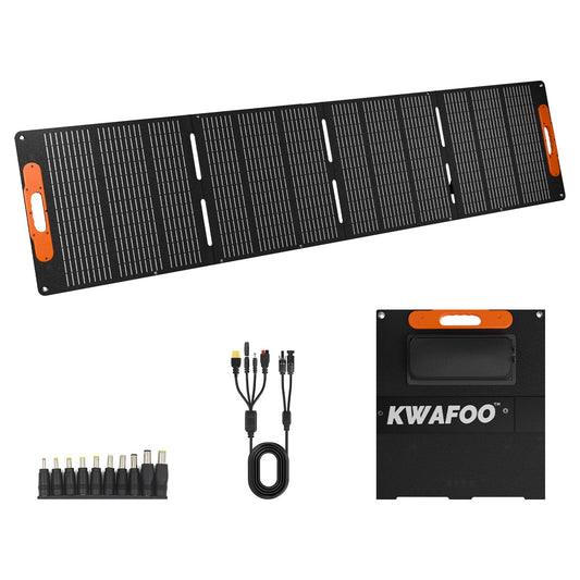 200W Portable Solar Panel, Foldable with MC4 connector, USB Output, Adjustable Kickstands, IP65 Waterproof Solar Charger for Power Station Phones RV Camping