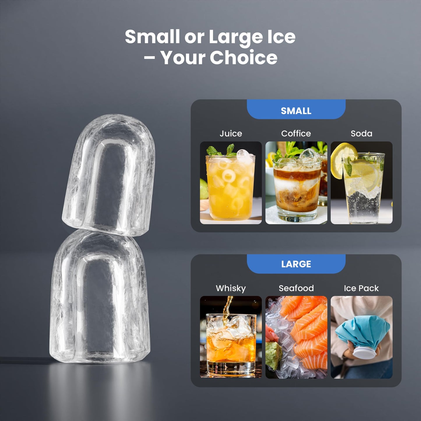 Ice Makers Countertop,26Lbs/24H,Portable Ice Maker Machine with Self-Cleaning,Interior Lighting,2 Sizes of Bullet Ice for Home/Office/Party(Black)