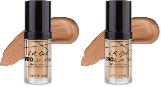 L.A. Girl Pro Coverage Liquid Foundation, Natural, 0.95 Fl Oz (Pack of 2)