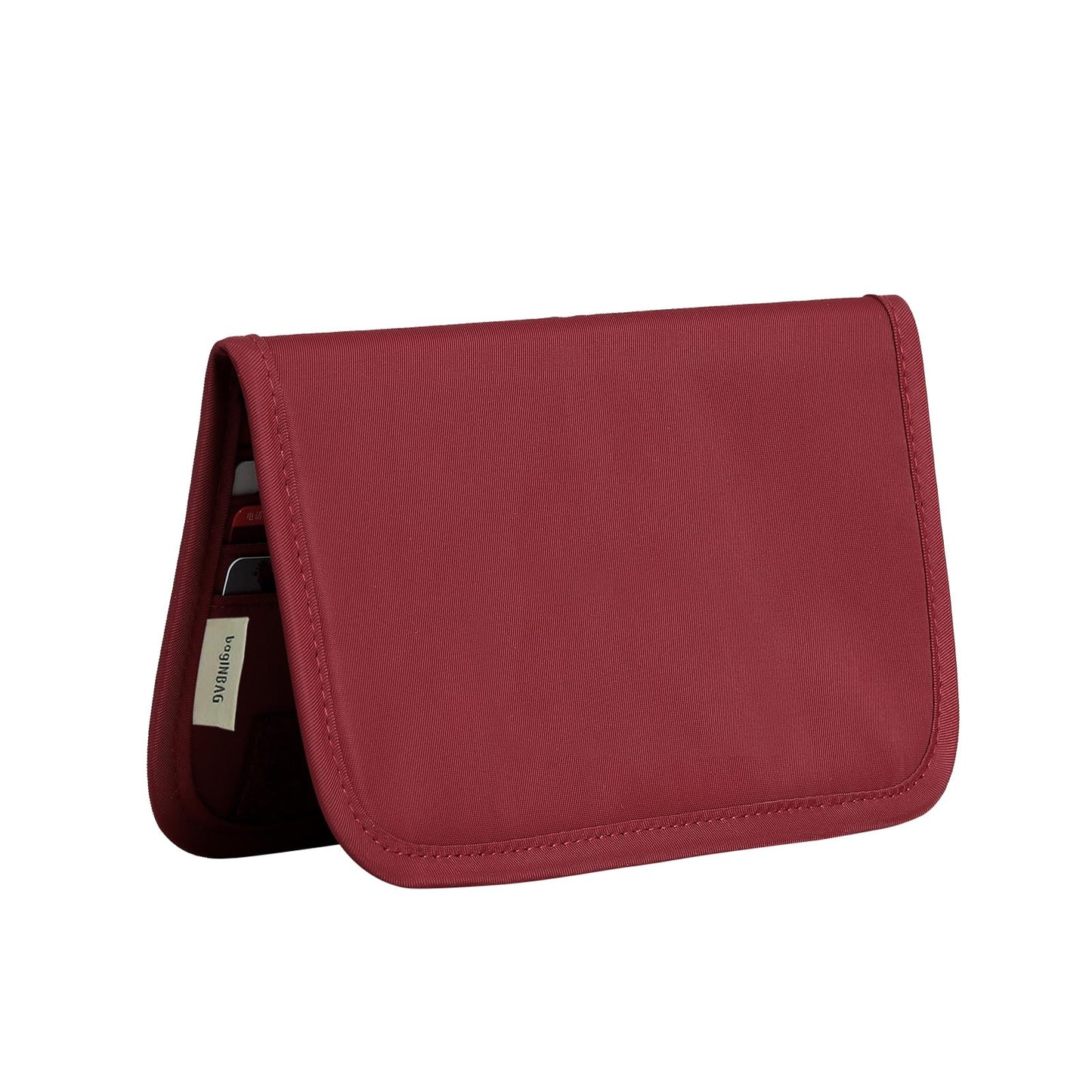 bagINBAG QIANPA Card Holder Holder for Men & Women，Slim Wallet with Zipper Pocket，28 Slots Minimalist Wallet RFID with Nylon Fabric，Wine Red