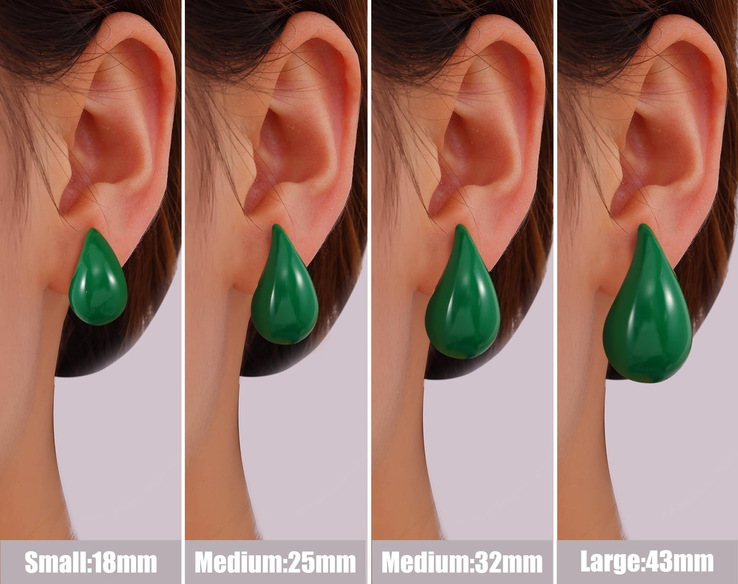 Gacimy Green Teardrop Earrings Dupes for Women, Chunky Drop Earrings for Women with 925 Sterling Silver Post, 1.7Inches Green
