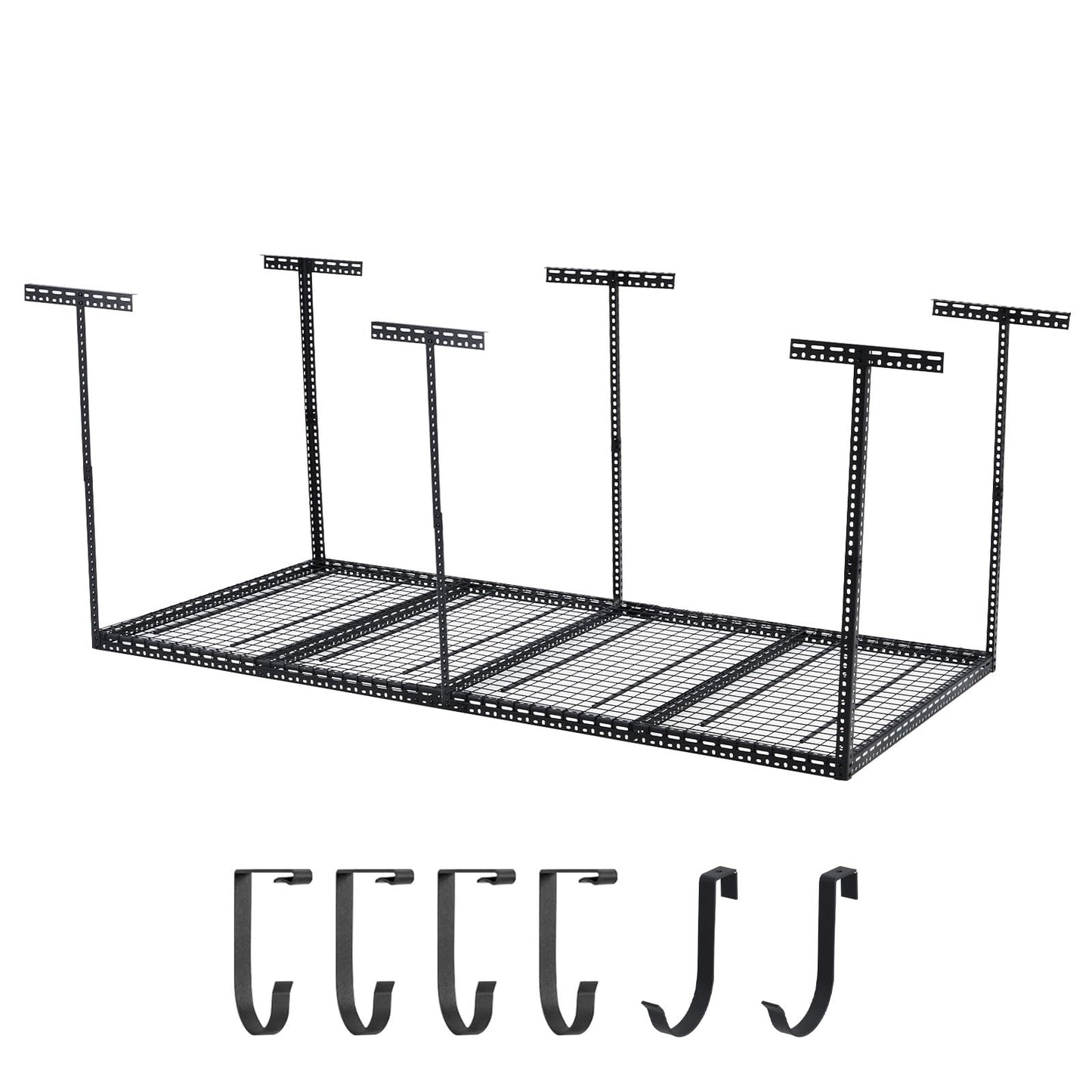 Garage Storage Rack 4x8 ft Overhead Ceiling Mounted Storage Racks Adjustable Garage Storage Organization of Heavy Duty Metal 600Lbs Weight Capacity