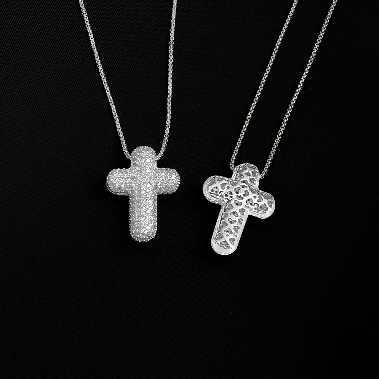 OGD Cross Necklace for Women Silver Plated 925 Dainty Cross Chain Pendant Trendy CZ Diamond Crucifix Charm Bubble Necklace Hypoallergenic Faith Choker Religious Gifts for Women