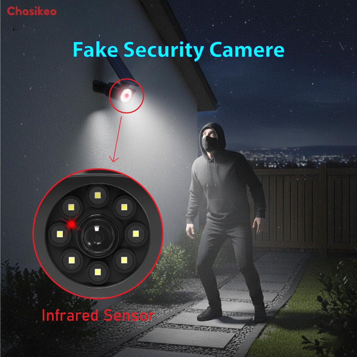 Chasikeo Solar Motion Light Outdoor, Solar Spotlight with Motion Sensor, IP67 Waterproof Solar Power Security Light, 360° Rotatable for Garden, Yard, Pathway, Fence, Driveway, 1200LM(1 Pack)