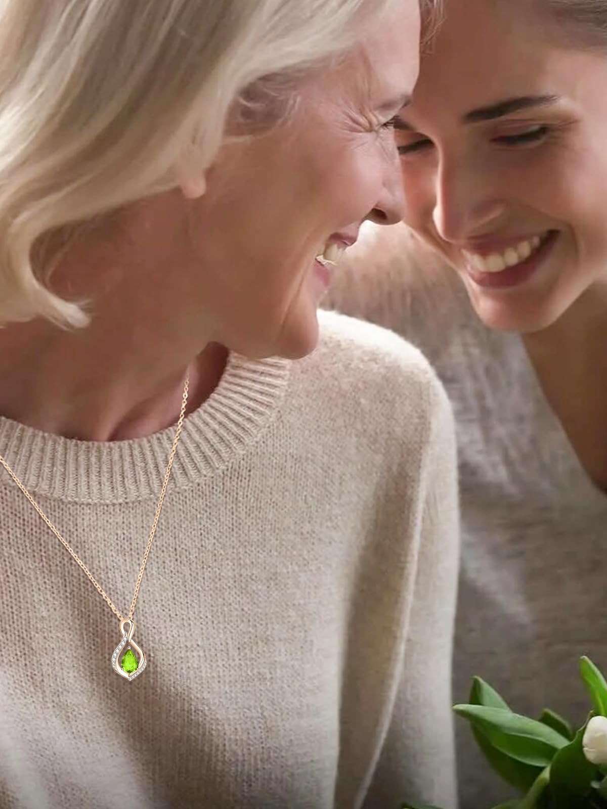 JIYVY32 Peridot Infinity Necklace for Women August Birthstone Necklaces Rose Gold Plating Anniversary Birthday Gifts for Wife Her Mom Girlfriend Birthstone Jewelry Gifts for Women
