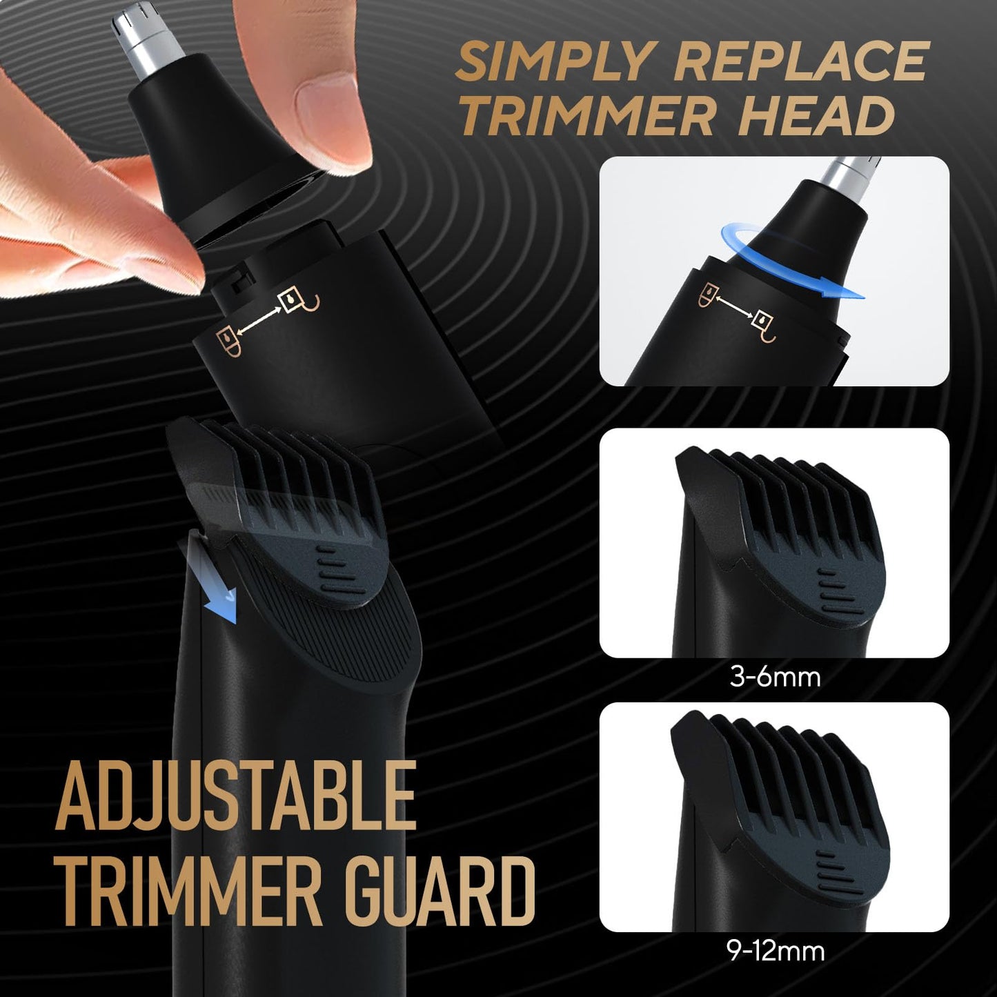 Akunbem Groin & Body Hair Trimmer for Men Bikini Trimmer Women Electric Ball Pubic Shaver IPX7 Waterproof Wet & Dry Use Versatile Shaver for Temple Groin Nose Ear Hairs Beard (Black)