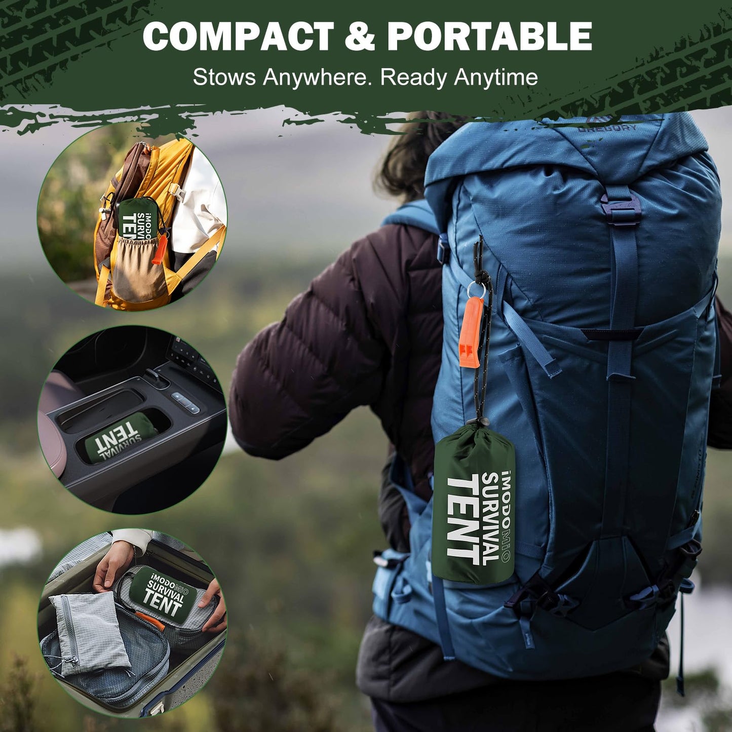 Life Emergency Tent Survival Shelter - 2 Person Mylar Waterproof Tube Tent with Survival Whistle & Paracord, All-Weather Essential Gear for Camping, Hiking & Survival Kits