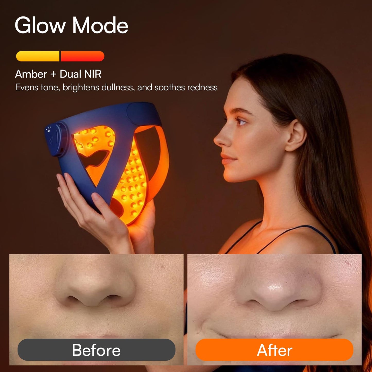 INIA Glow 4D Wireless Red Light Therapy Mask for face – Dual NIR, 320 LEDs, 4 Modes, Under-Eye Cooling, Cordless & Rechargeable LED Face Mask for Home & Travel, Skincare Gifts for Women Mom Wife, Blue