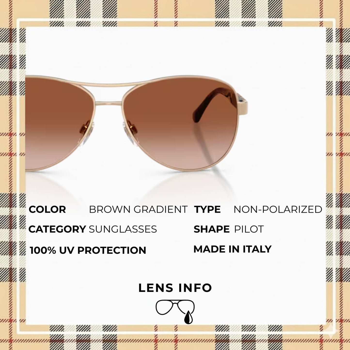 BURBERRY BE3080 Pilot Shape Steel Sunglasses with Luxury Eyewear Kit