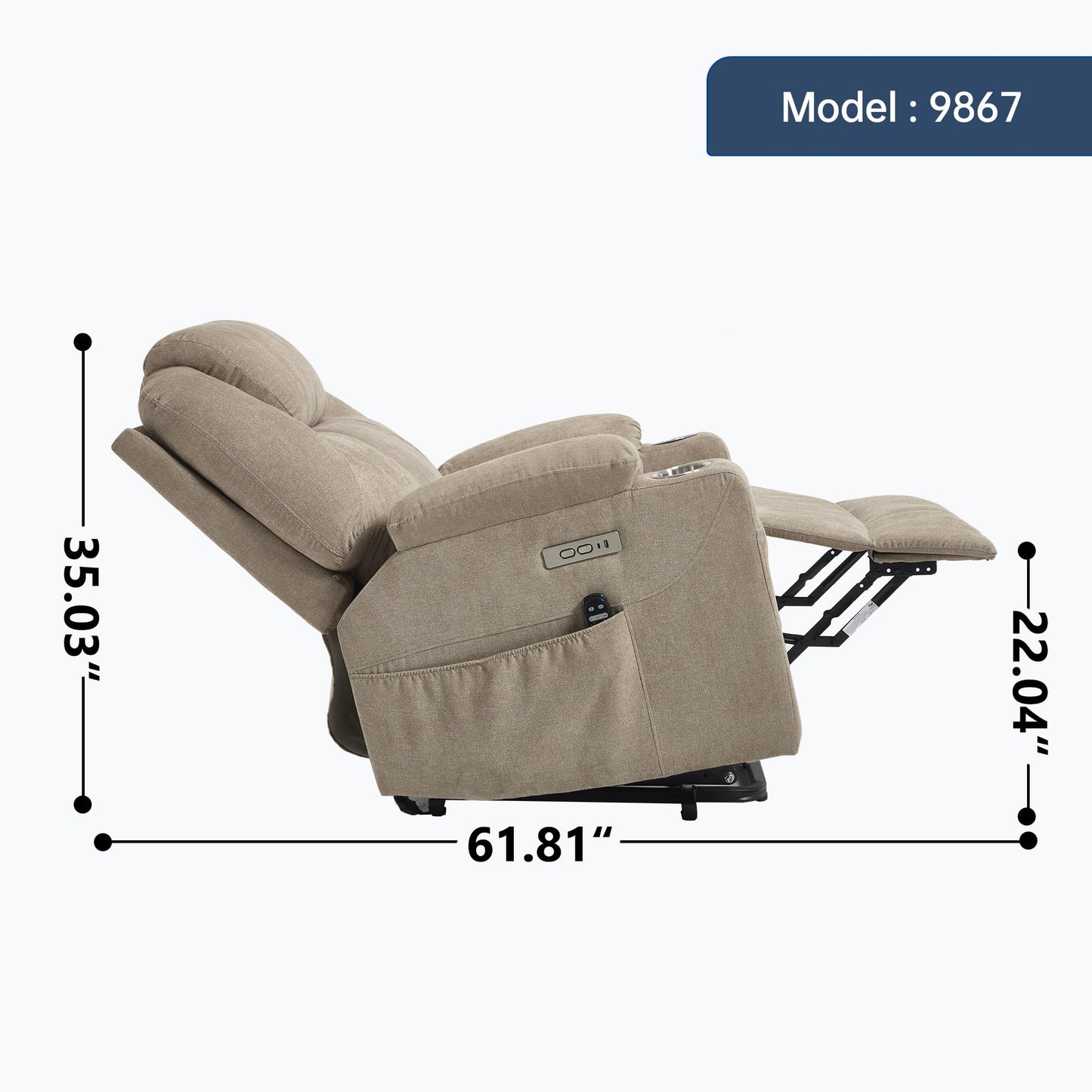 KEIKI Power Lift Recliner Chair with Massage and Heat, Electric Lift Assist, 8 Vibration Modes, Lumbar Heat Therapy, for Senior Living Room, Home Theater, Brown Polyester