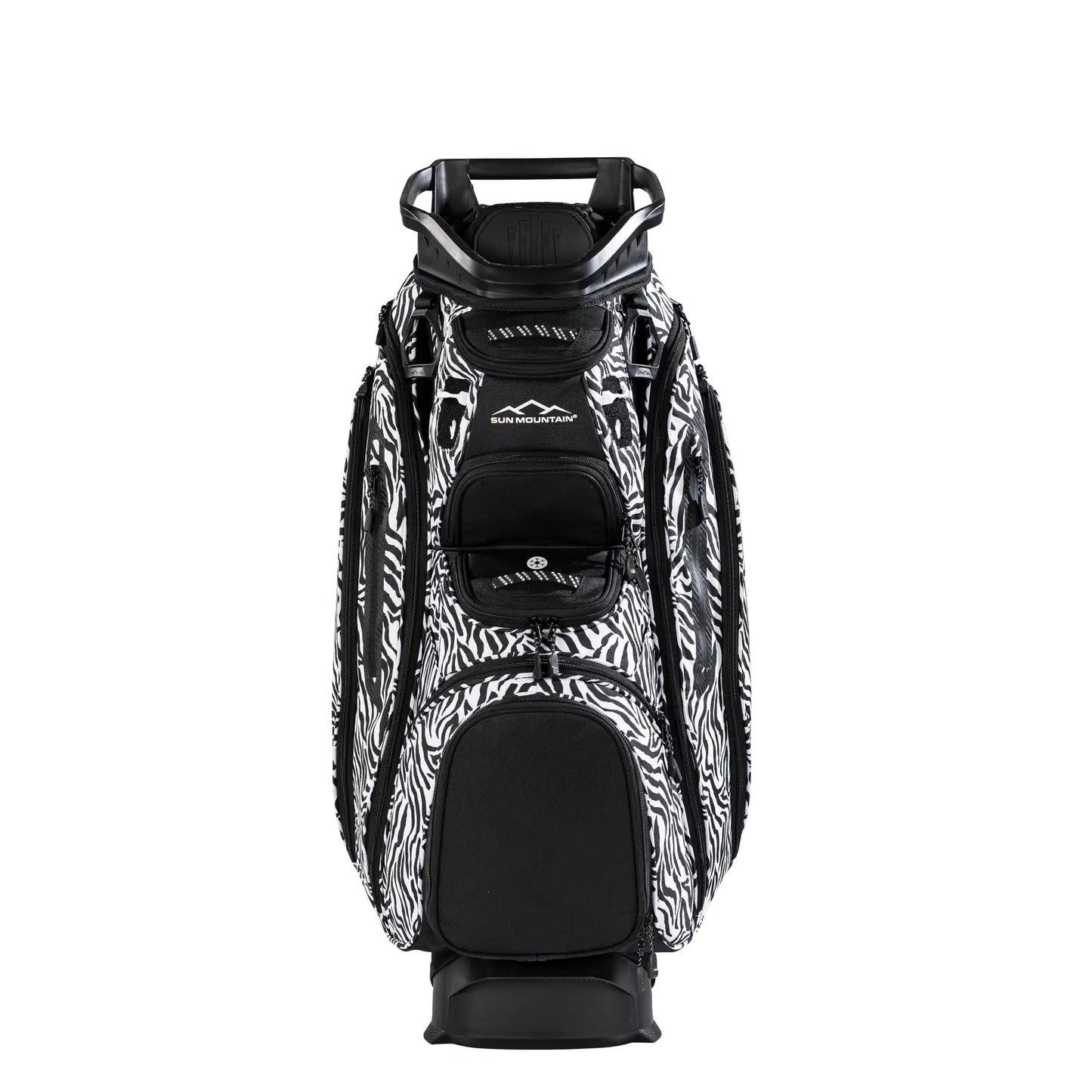 Sun Mountain Women's C130 Lightweight Cart Golf Bag 14-Way Top - 11 Pockets, Smart Dual Strap System, Push-Electric-Riding Cart Compatible Compression Base, 2026 Model - Black-Zebra