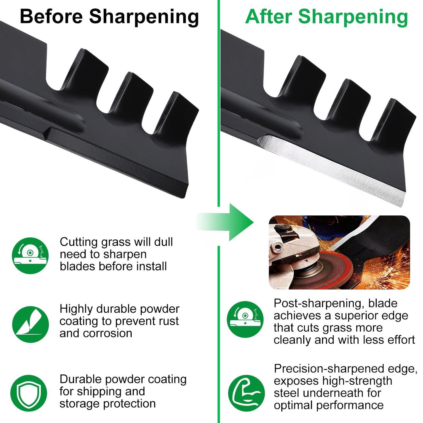Grasscool 942-0677B Mower Blades with 6-Star Mounting Pattern for Cub Cadet 54 Inch Deck Mower RZT54 RZT-S54 SLT1554 GT1554 LGT1054 GT1054 GTX1054 T310 54'' Zero Turn Lawn Tractor (Toothed Mulching)