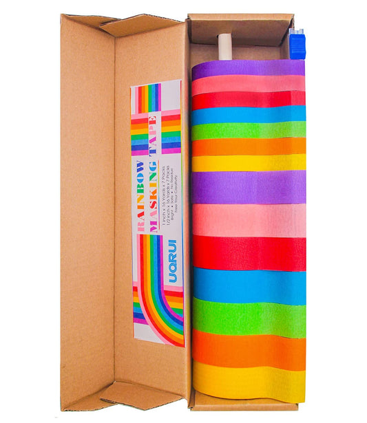 14 PCS Masking Painters Tape Colored 1 Inch 1/2 Inch with Dispenser - Rainbow Masking Tape 14 Pack X 16Yards - Multi Color Paper Tape for Kid Craft, Box Labeling，Teachers Classroom Floor Decorative