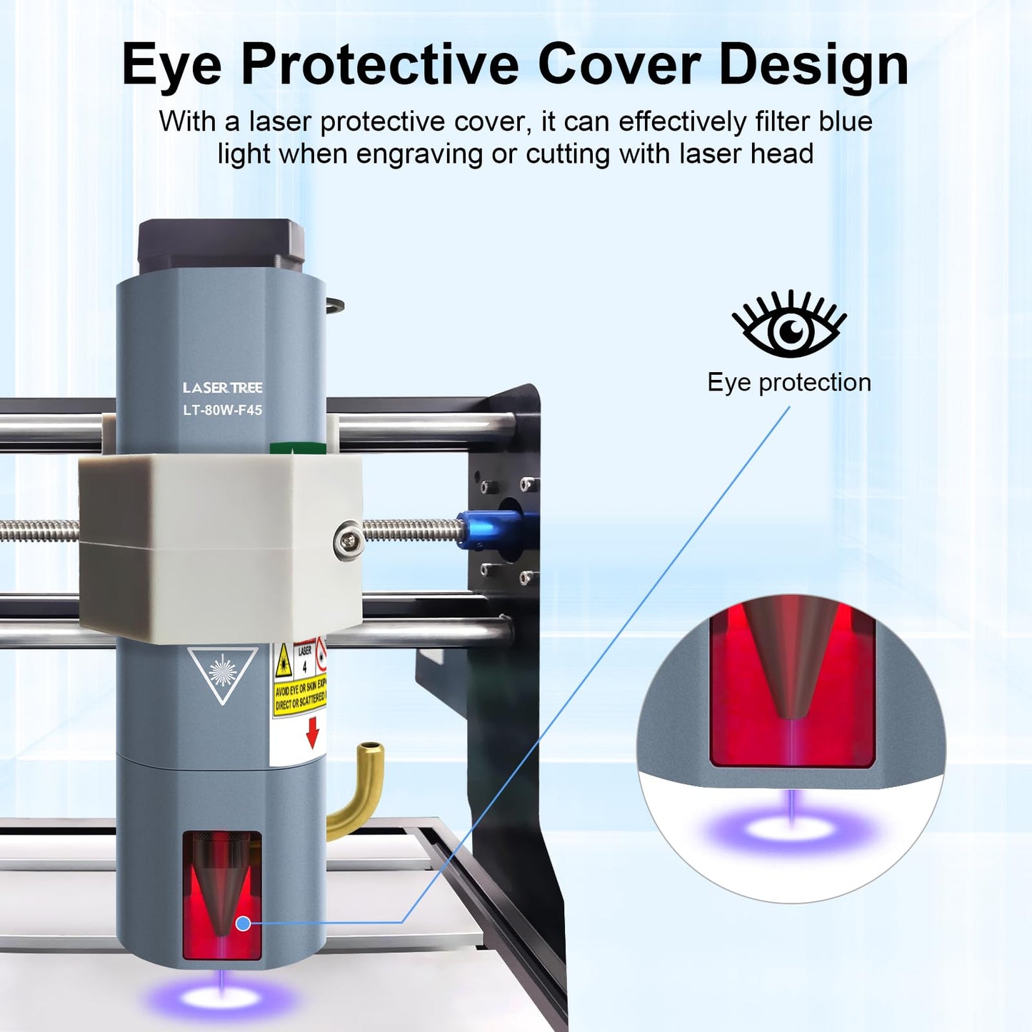 LASER TREE Laser Module, 10W(10000mW) Optical Power Output Laser Engraving Module with Air Assist, Built-in FAC, Double Ultra-Fine Compressed Spot Laser Head for 3018/3018 Pro CNC Machine Class 4, 12V