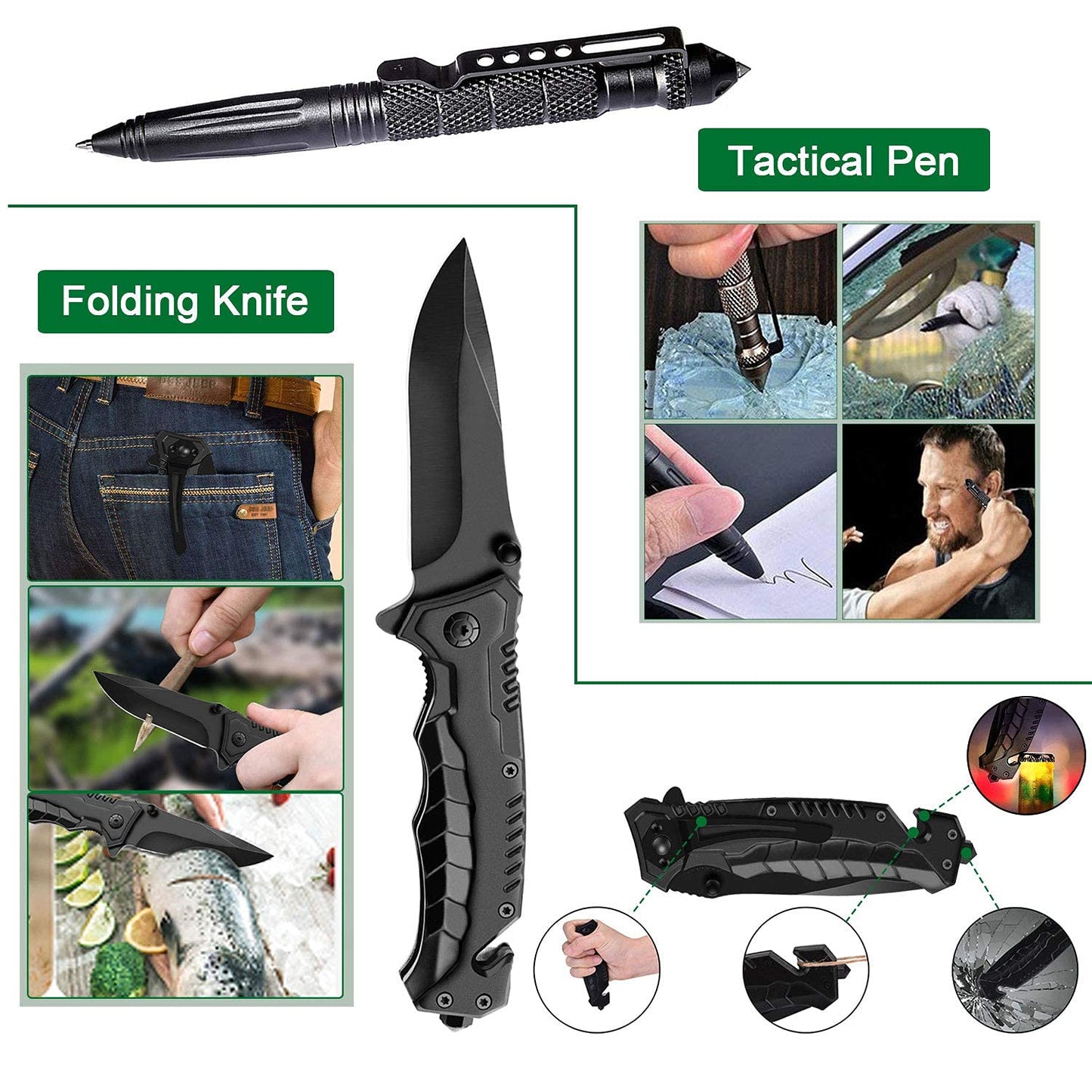 Survival Kit 35 in 1, First Aid Kit, Survival Gear, Christmas Birthday Gifts for Men Boyfriend Him Husband Camping, Hiking, Hunting, Fishing1