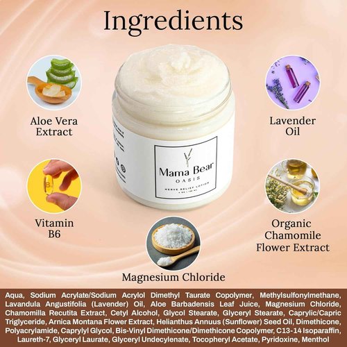 Mama Bear Oasis Lotion - Neuropathy Nerve Therapy & Relief Cream - Maximum Strength Relief Cream for Foot, Hands, Legs, Toes Includes Magnesium, Arnica, Vitamin B6, Aloe Vera, MSM (Pack of 3)