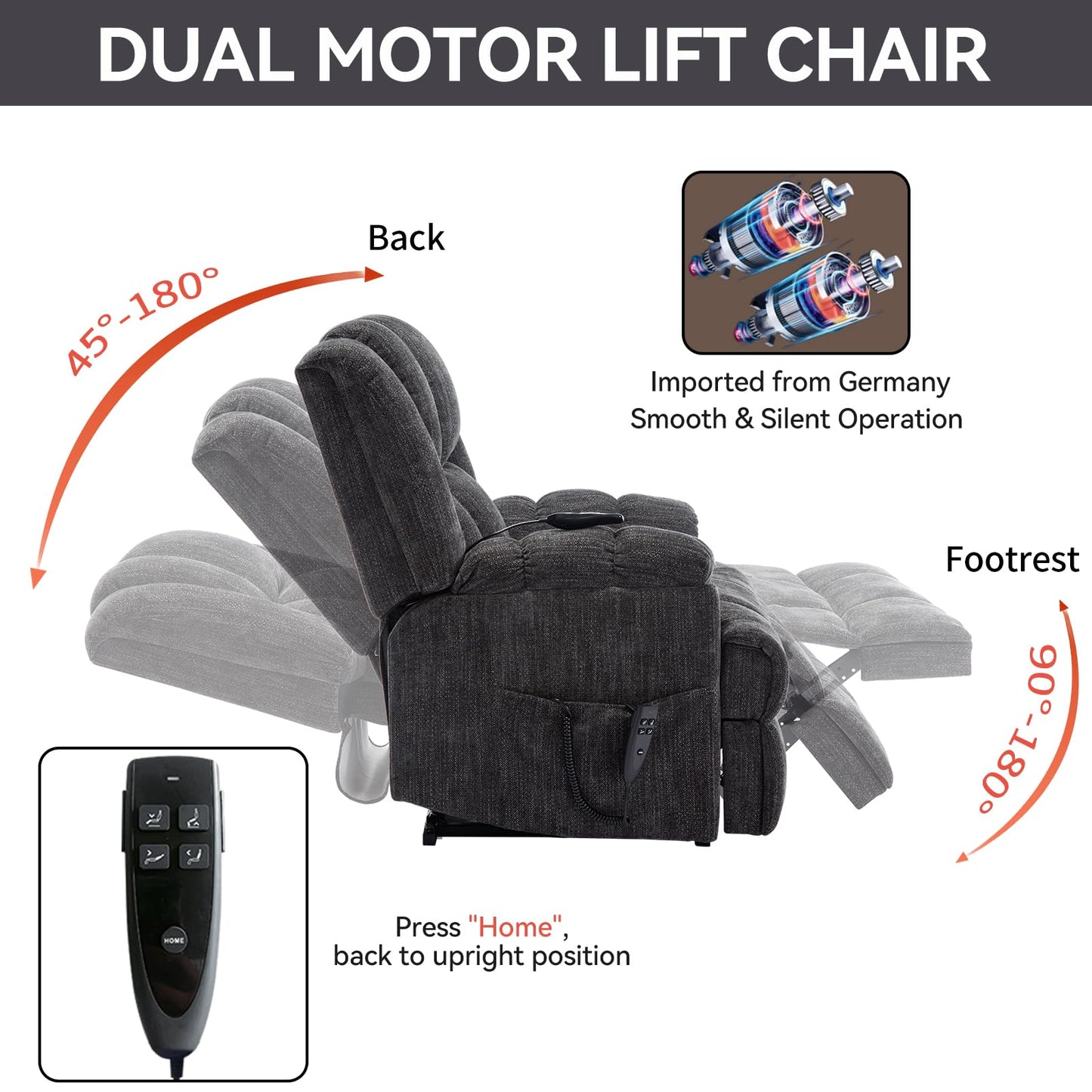 KEIKI Dual Motor Power Lift Recliner Chair with Massage and Heat, Cushion Back Design, Heavy Duty Up to 350 LBS