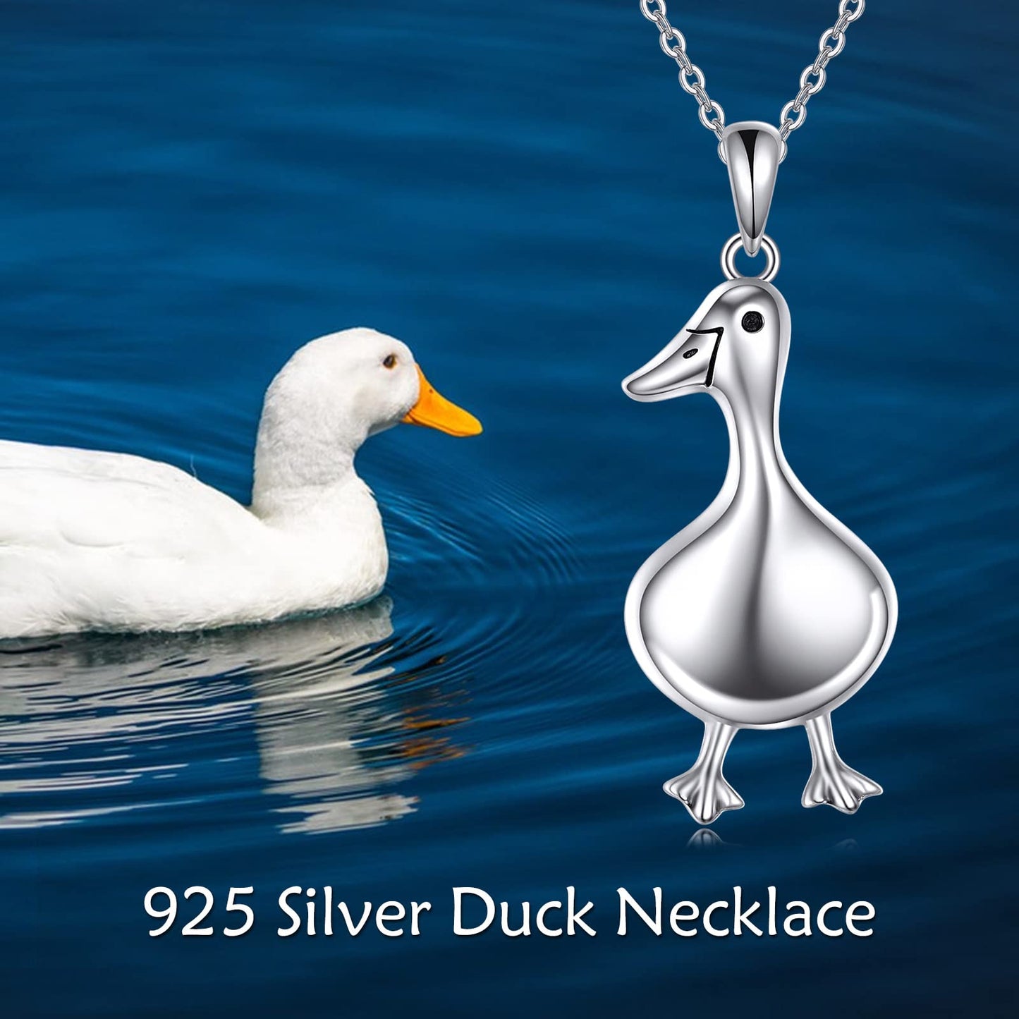 YAFEINI Duck Necklace S925 Sterling Silver Ducks Pendant Necklace Tiny Duck Jewelry Gifts for Women Mom Wife