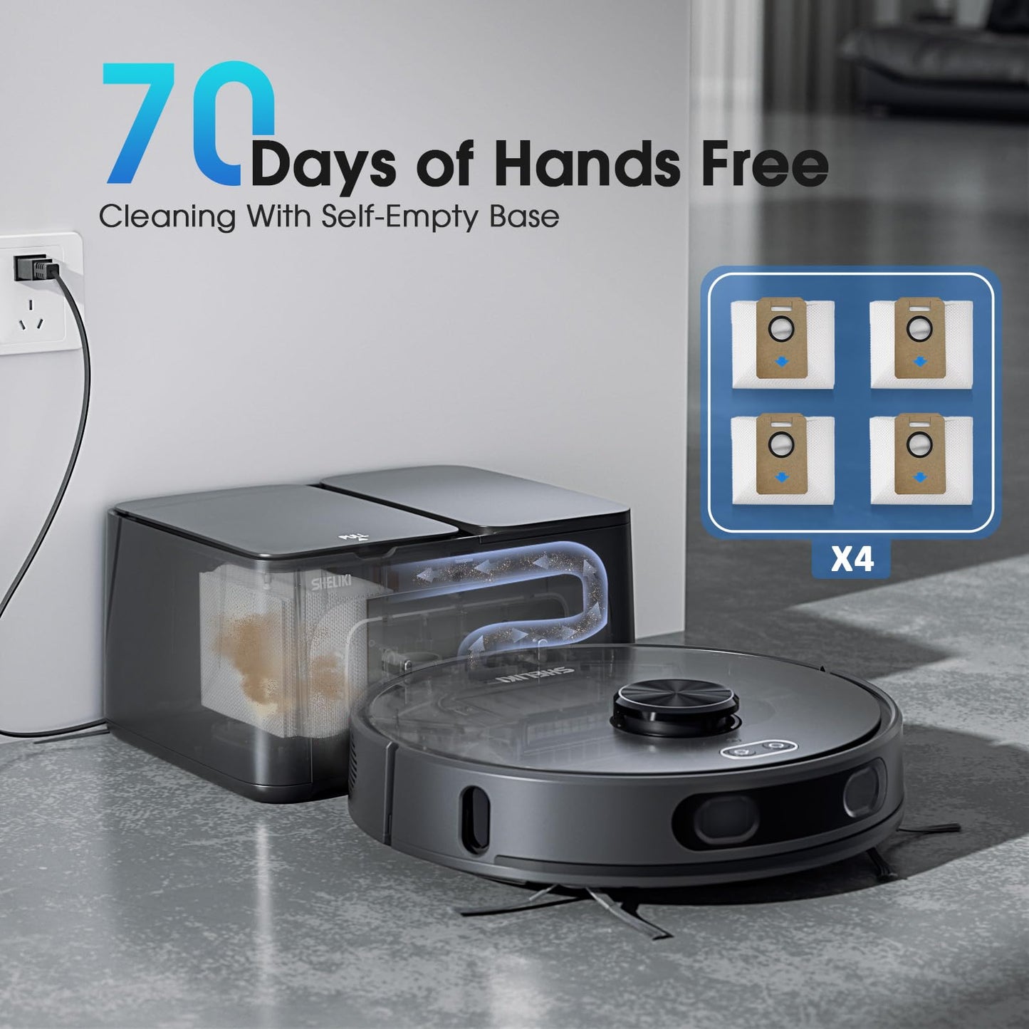 Robot Vacuum and Mop Combo, Robotic Vacuums Cleaner with LiDAR Navigation, Smart Mapping, Strong Suction, with WiFi/App/Alexa/Voice Control, Obstacle Avoidance, for Home, Wood/Hard Floors, Pet Hair