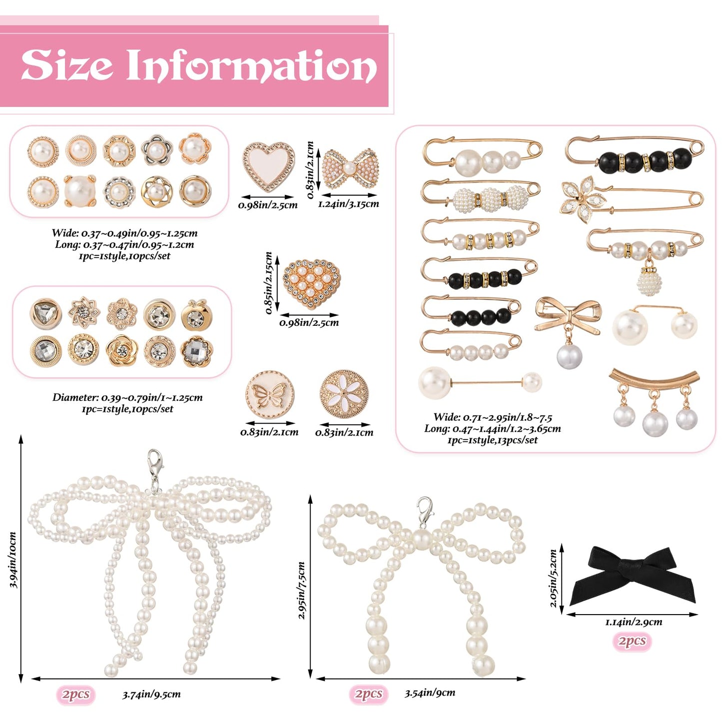 HUAAPLEVLA 44 Pcs Bling Shoe Charms for Sneakers Junk Socks Charms Kit Gold Brooches and Pins for Women Shoelace Charm for DIY Shoe Accessories and Personalizing Socks Clothes Hats Bags Decoration