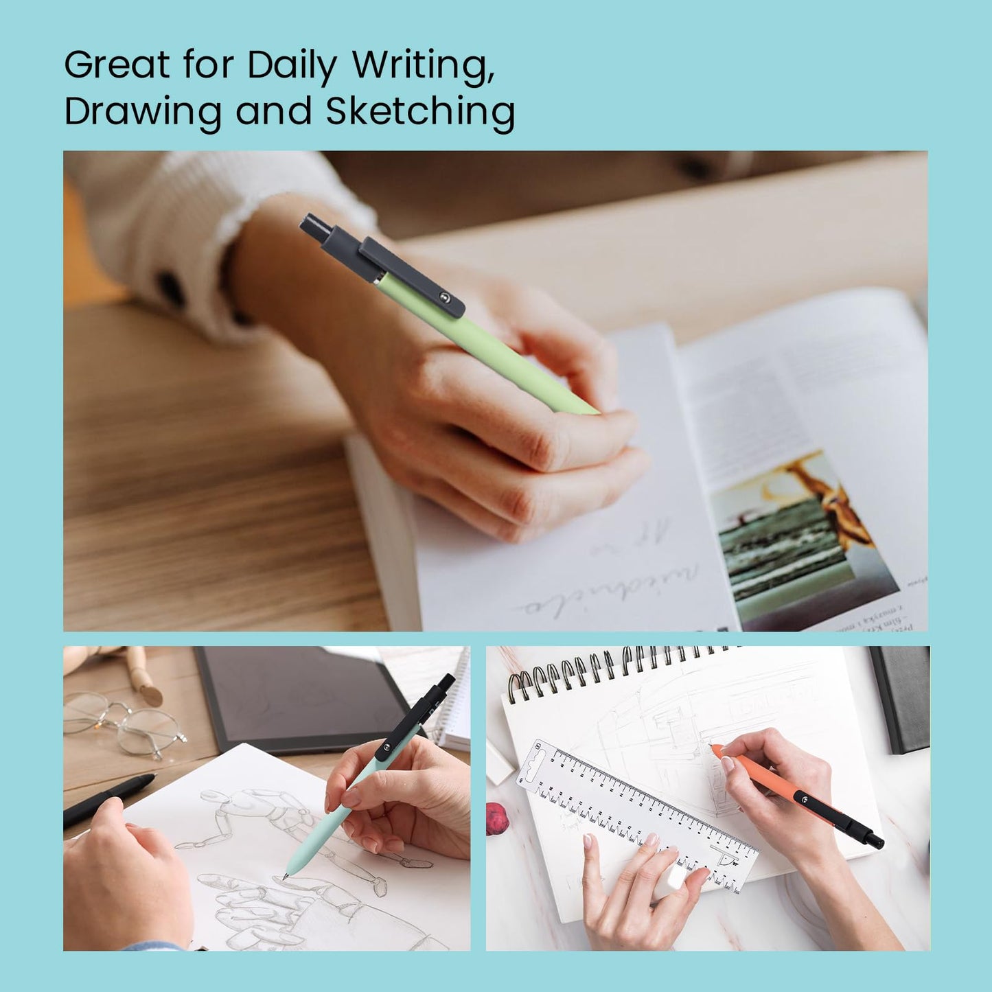 Ddaowanx Mechanical Pencil Set, 6PCS Art Mechanical Pencils 0.5 & 0.7mm with 4 Boxes HB Leads, 2PCS Erasers and 10PCS Eraser Refills, Gifts for Teen Girls, School Supplies (6PCS 0.5 + 0.7 mm)