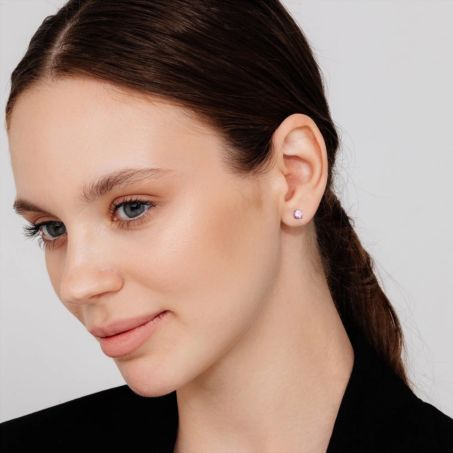 2 Pairs Flat Back Earrings for Women, Nap Earrings as Pink Stud Earrings for Women, Flat Back Stud Earrings for Sensitive Ears Hypoallergenic as Birthday Gifts for Women(3+5mm, Pink)
