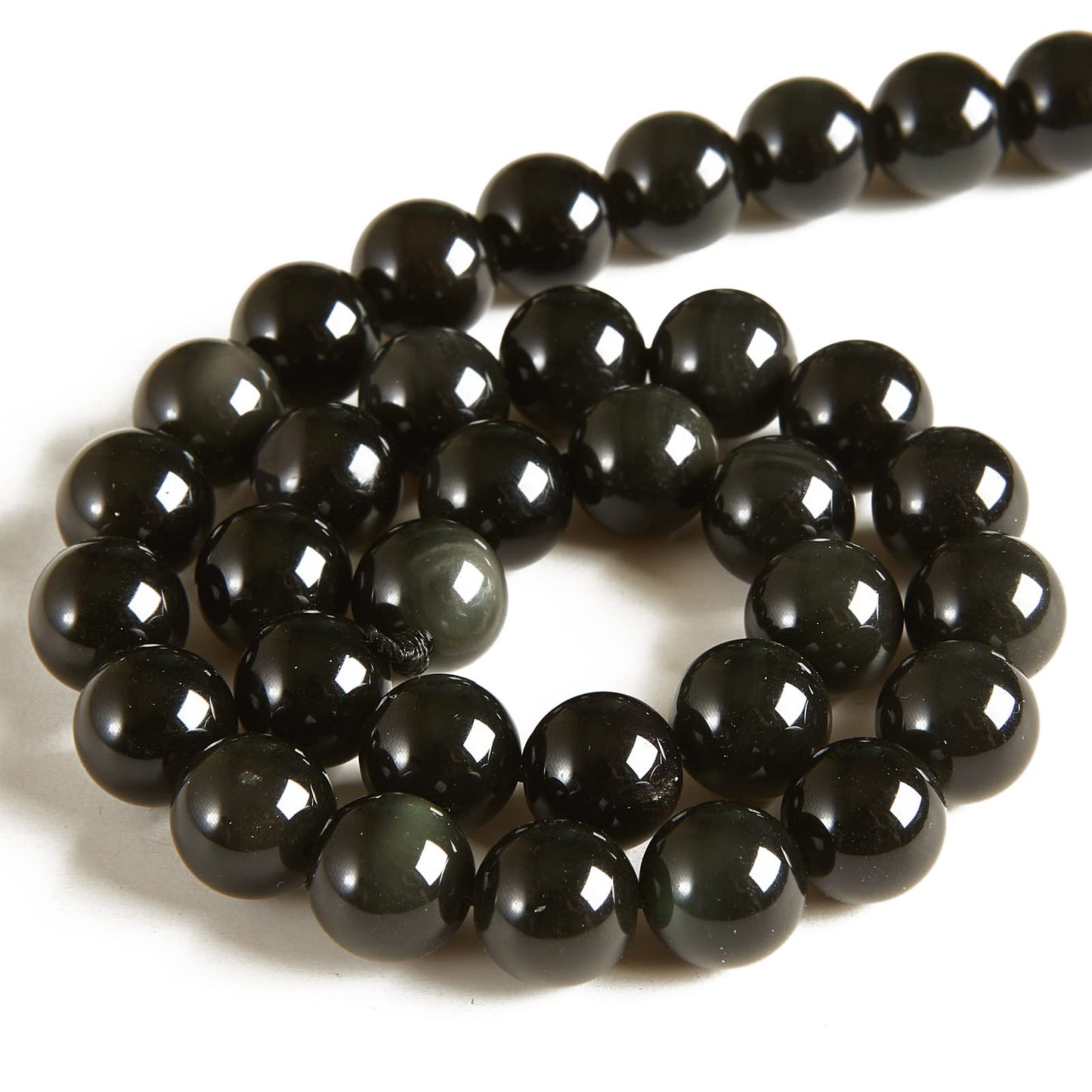 60pcs 6mm Black Obsidian Beads Natural Gemstone Beads Round Loose Beads for Jewelry Making